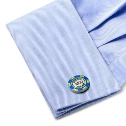 Cufflinks, Inc. $500 Blue Poker Chip Cufflinks