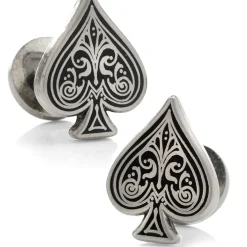 Ox and Bull Trading Co. Ace of Spades Antique Silver Cufflinks