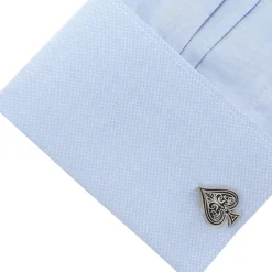 Ox and Bull Trading Co. Ace of Spades Antique Silver Cufflinks