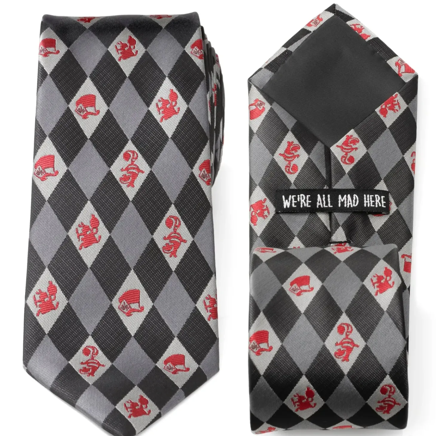 Disney Alice in Wonderland Gray Men's Tie