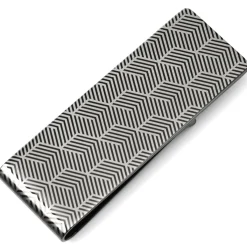Ox and Bull Trading Co. Angular Patterned Stainless Steel Gunmetal Engravable Money Clip