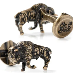 Ox and Bull Trading Co. Antique Bronze Bison Cufflinks