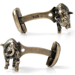 Ox and Bull Trading Co. Antique Bronze Bison Cufflinks
