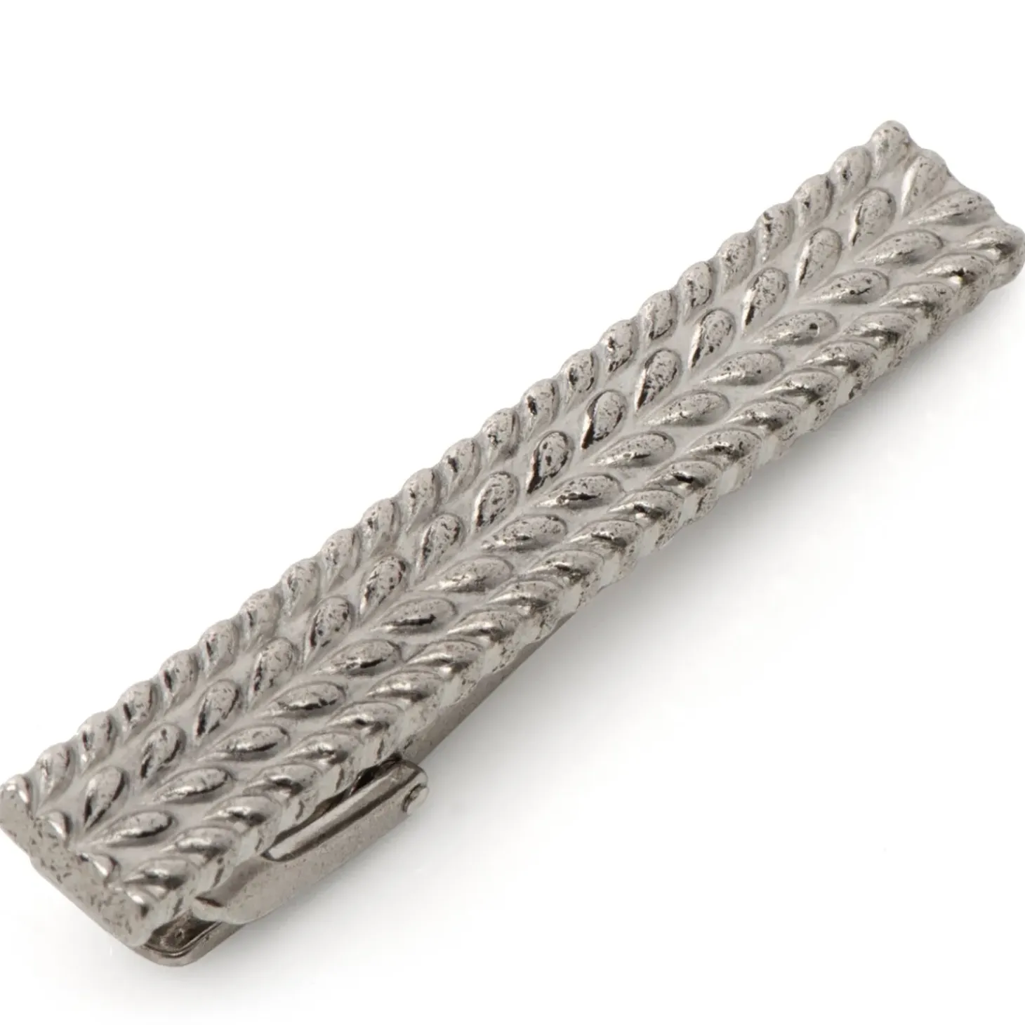 Ox and Bull Trading Co. Antique Silver Herringbone Tie Clip