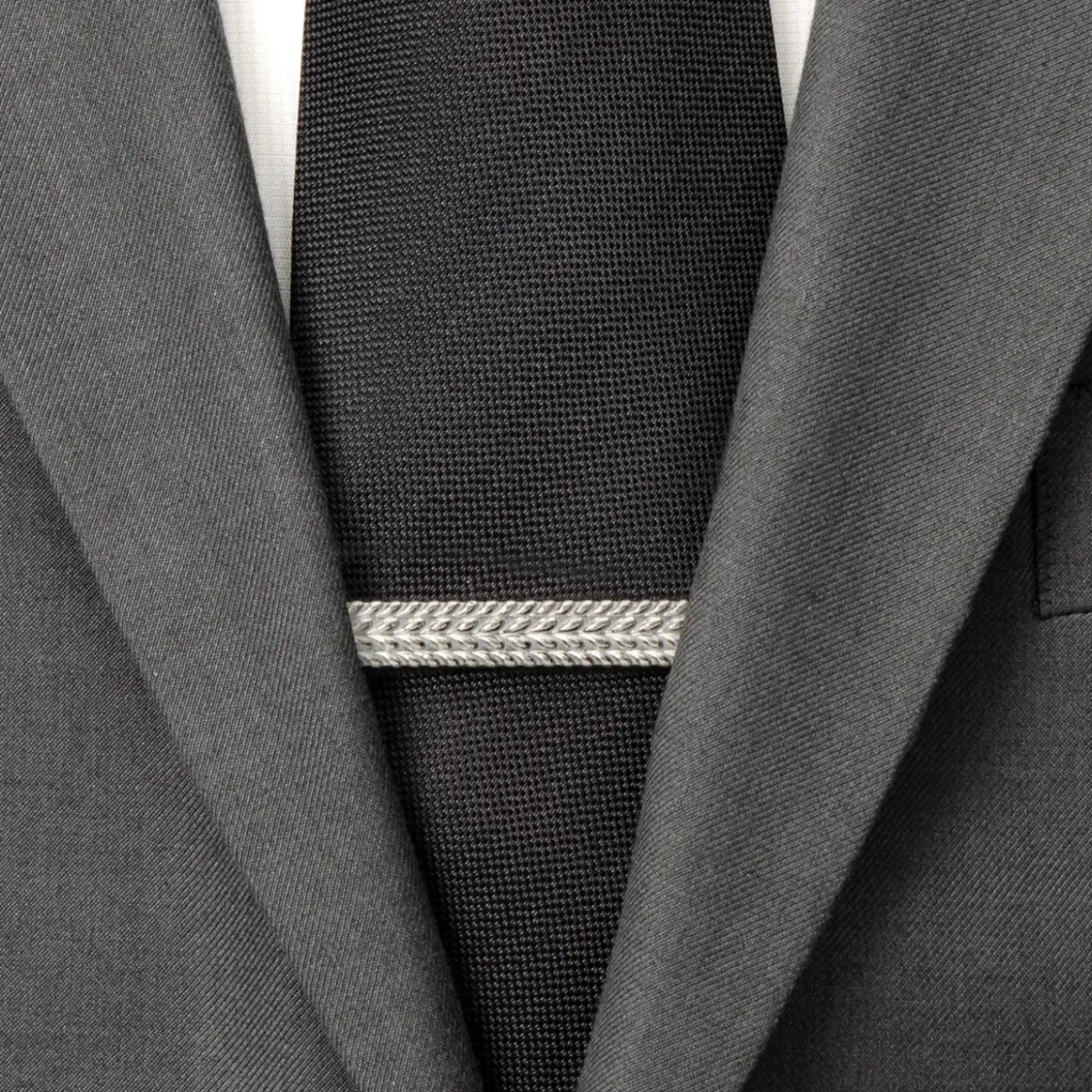 Ox and Bull Trading Co. Antique Silver Herringbone Tie Clip