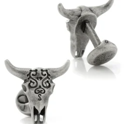 Ox and Bull Trading Co. Antique Stainless Steel Carved Cow's Skull
