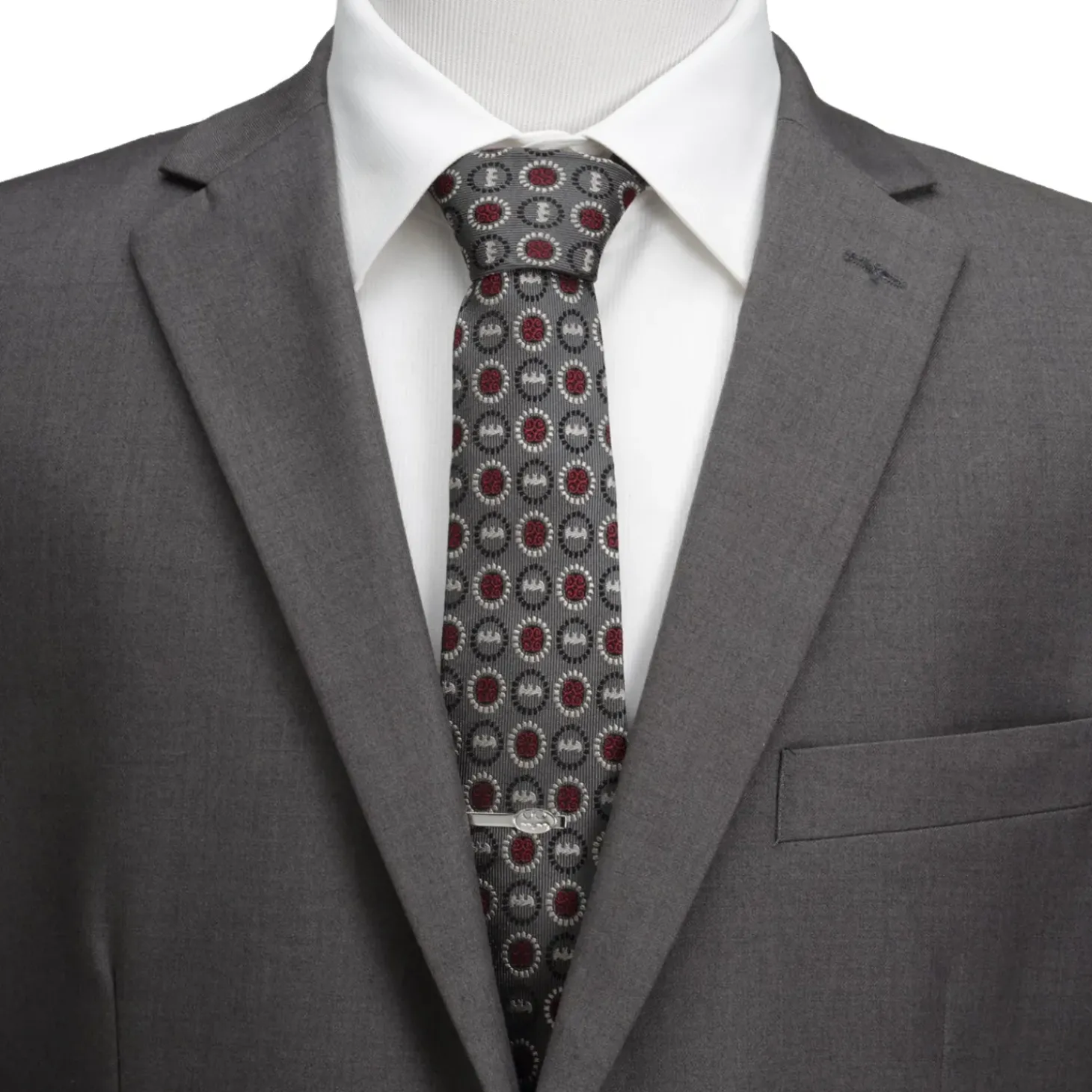 DC Comics Batman Medallion Symbol Charcoal Silk Men's Tie