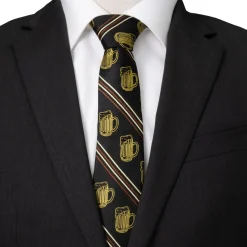 Cufflinks, Inc. Beer Aficionado Black Striped Mens Tie