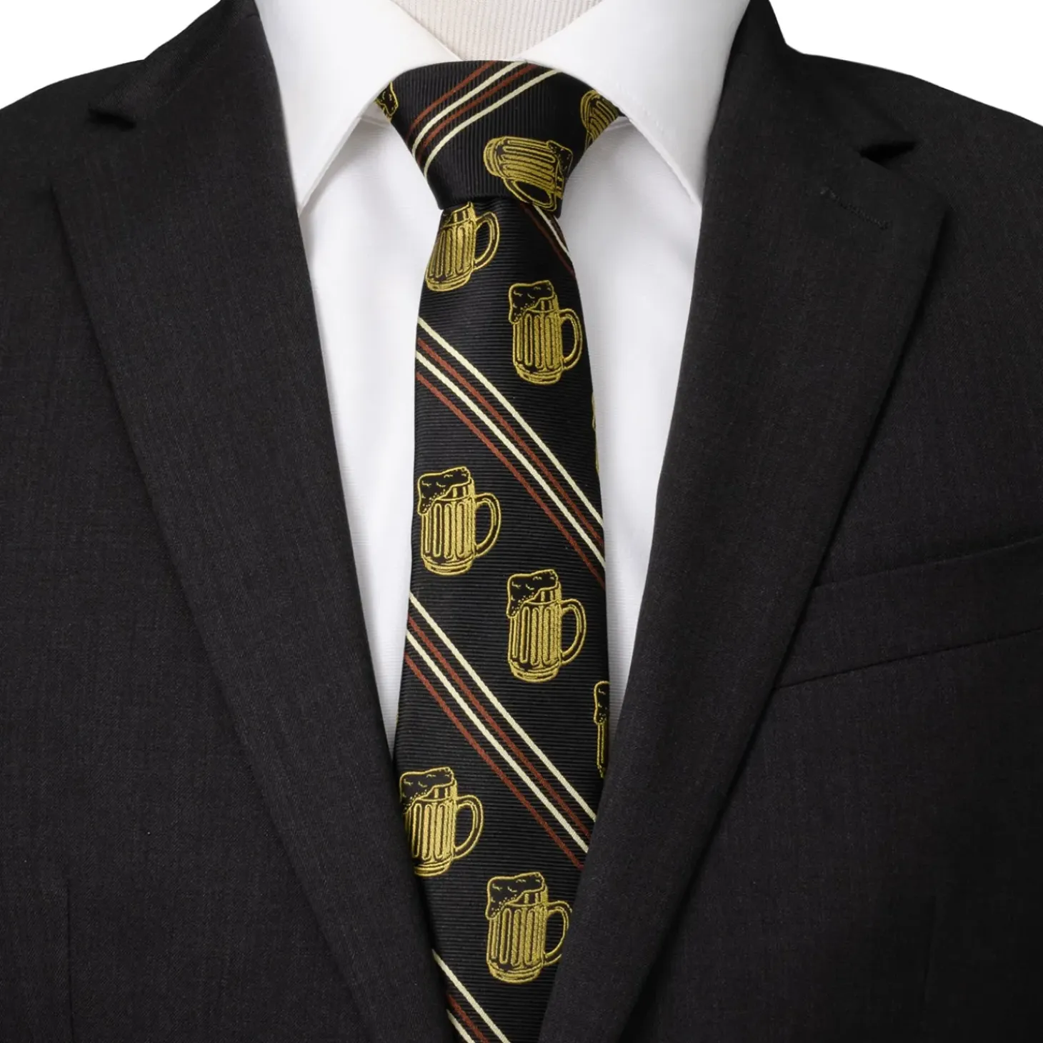 Cufflinks, Inc. Beer Aficionado Black Striped Mens Tie