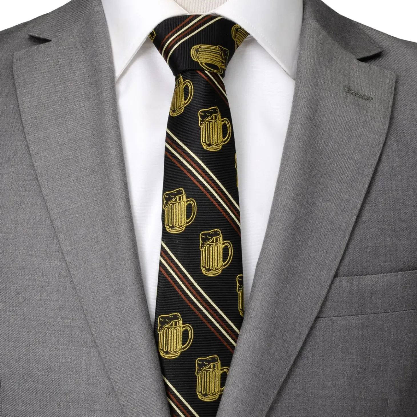 Cufflinks, Inc. Beer Aficionado Black Striped Mens Tie