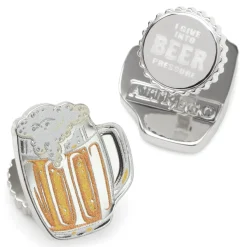 Cufflinks, Inc. Beer Hidden Message Silver Cufflinks