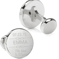 Ox and Bull Trading Co. Birth Details Custom Photo Engravable Cufflinks