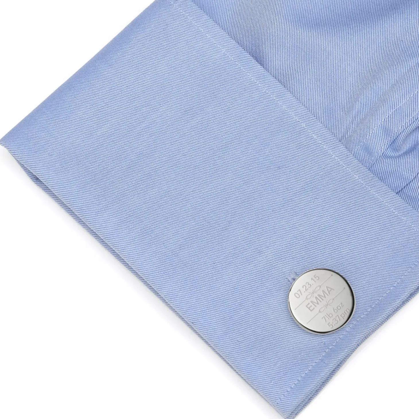 Ox and Bull Trading Co. Birth Details Custom Photo Engravable Cufflinks