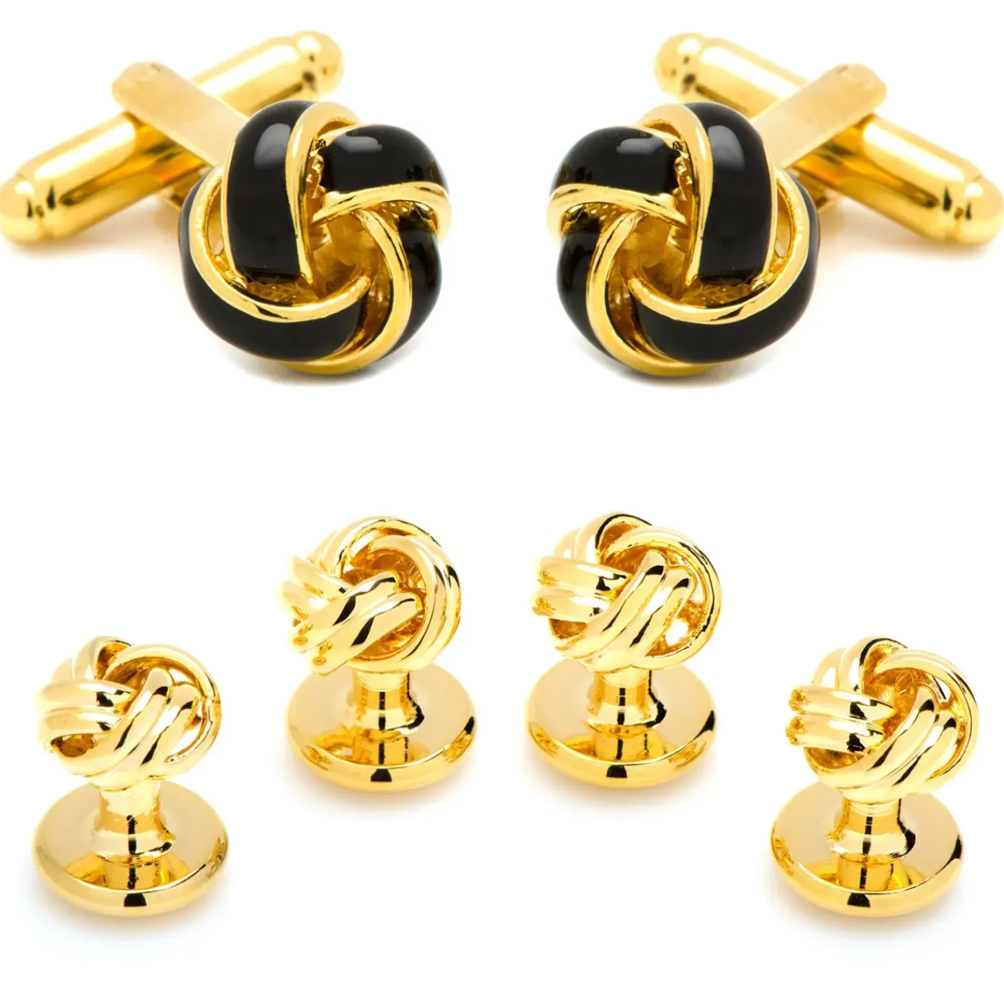 Ox and Bull Trading Co. Black and Gold Knot Stud Set