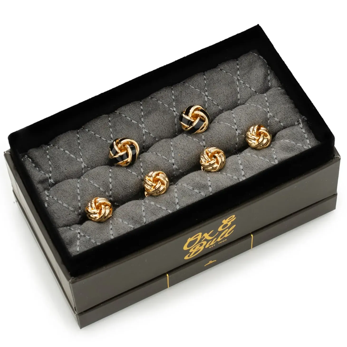Ox and Bull Trading Co. Black and Gold Knot Stud Set