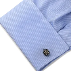 Ox and Bull Trading Co. Black and Silver Knot Cufflinks
