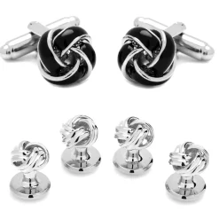 Ox and Bull Trading Co. Black and Silver Knot Stud Set