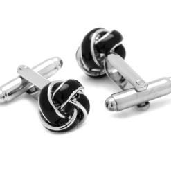 Ox and Bull Trading Co. Black and Silver Knot Stud Set