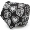 Cufflinks, Inc. Black and White Paisley Heart Men's Tie