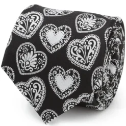 Cufflinks, Inc. Black and White Paisley Heart Men's Tie