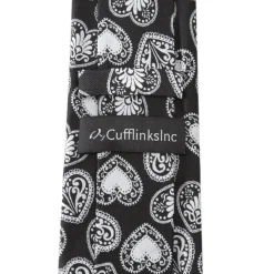 Cufflinks, Inc. Black and White Paisley Heart Men's Tie