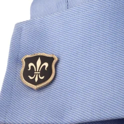JJ Weston Black Enamel Fleur di Lis Cufflinks