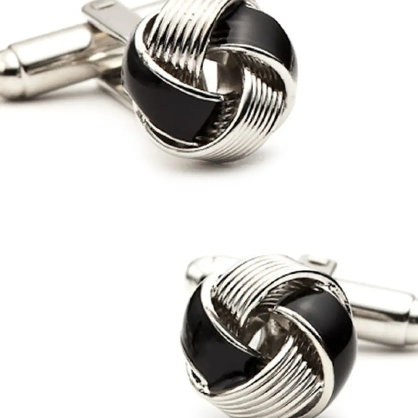 JJ Weston Black Enamel Love Knot Cufflinks