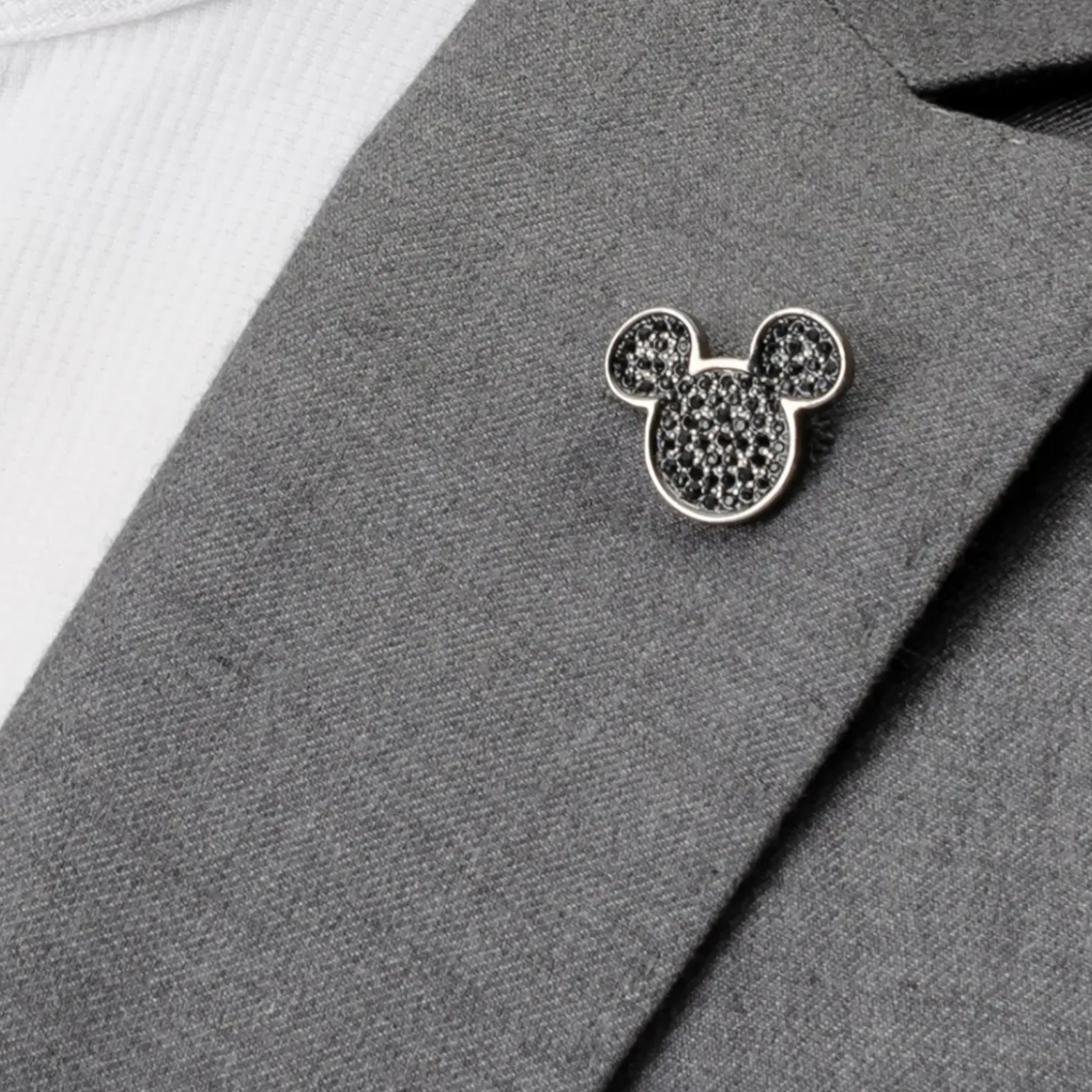 Disney Black Pave Crystal Mickey Mouse Lapel Pin