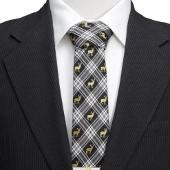 Cufflinks, Inc. Black Plaid Stag Men's Tie