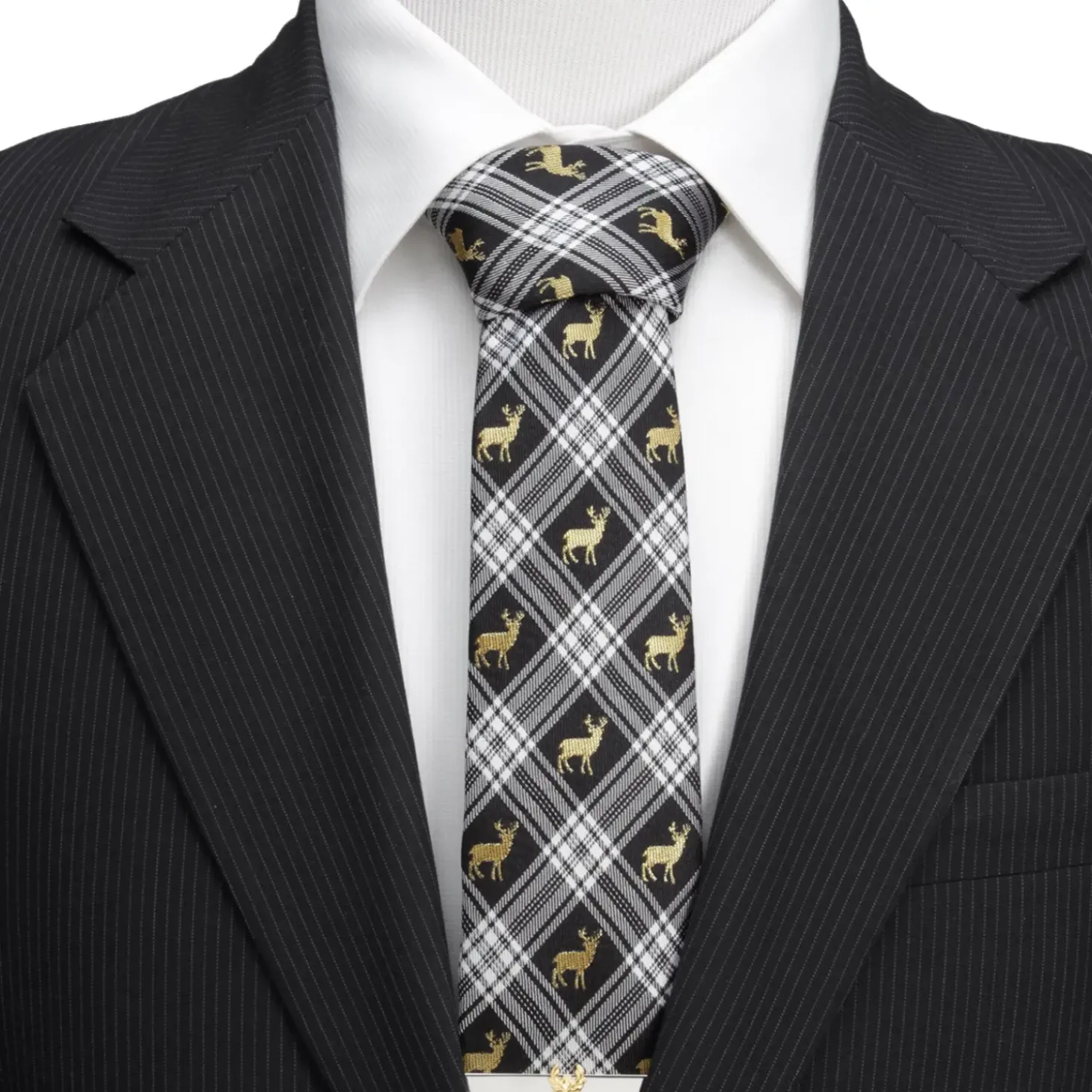 Cufflinks, Inc. Black Plaid Stag Men's Tie