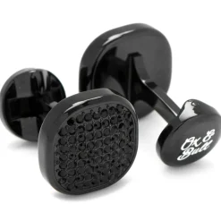 Ox and Bull Trading Co. Black Stainless Steel Black Pave Crystal Cufflinks