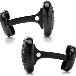 Ox and Bull Trading Co. Black Stainless Steel Black Pave Crystal Cufflinks