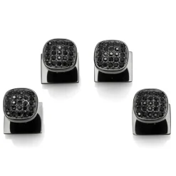Ox and Bull Trading Co. Black Stainless Steel Black Pave Crystal Studs