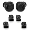 Ox and Bull Trading Co. Black Stainless Steel Black Crystal Cufflink and Stud Set