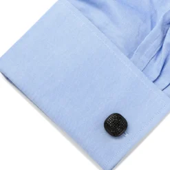 Ox and Bull Trading Co. Black Stainless Steel Black Crystal Cufflink and Stud Set
