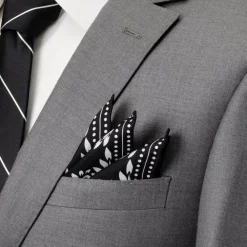 Ox and Bull Trading Co. Black/White Men's Silk Pocket Square