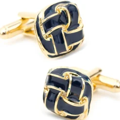 JJ Weston Blue Enamel Woven Knot Cufflinks