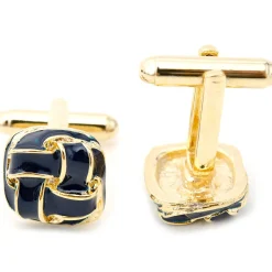 JJ Weston Blue Enamel Woven Knot Cufflinks