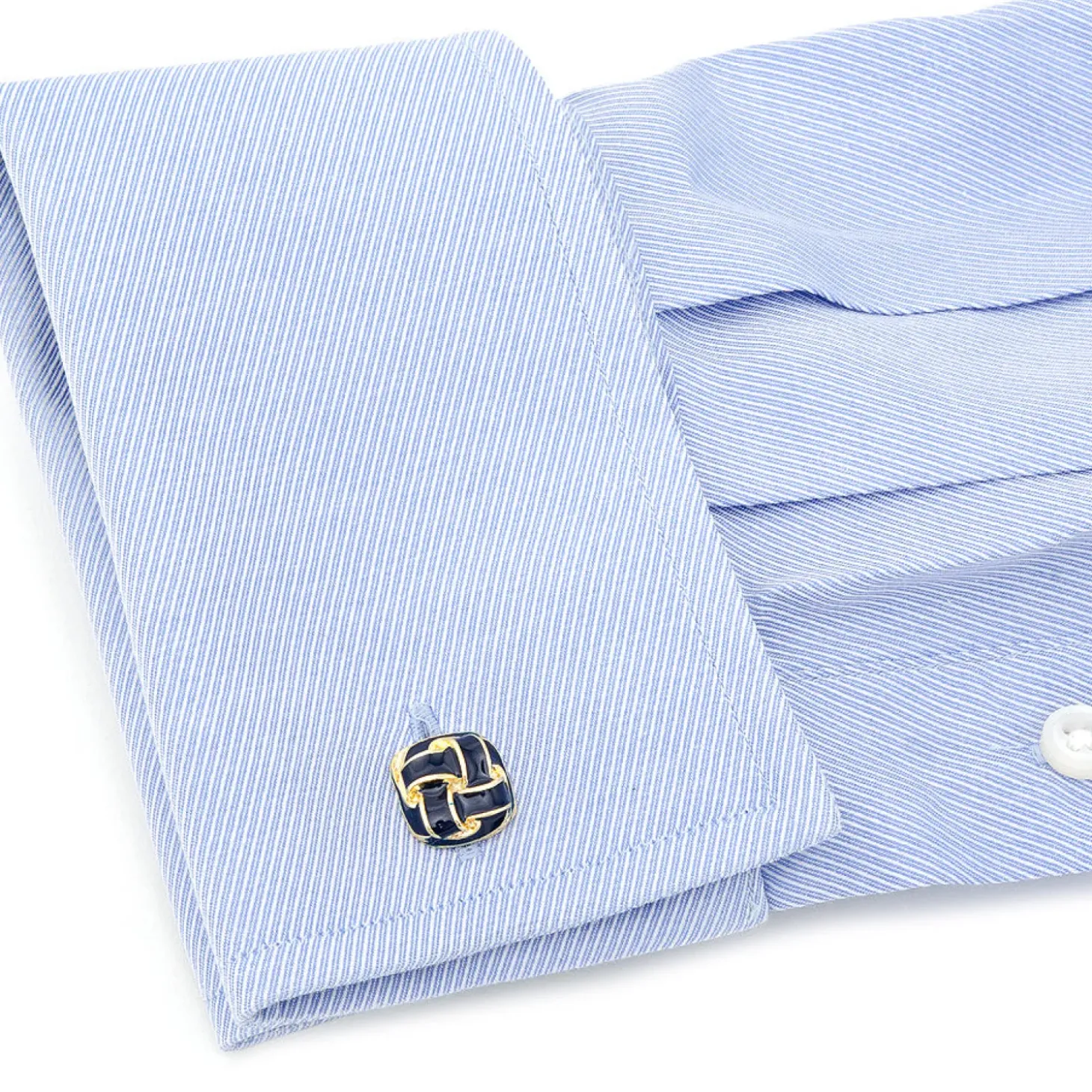 JJ Weston Blue Enamel Woven Knot Cufflinks