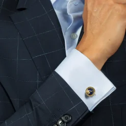 Tateossian Blue Lapis Yellow Gold Plated Sterling silver Globe Cufflinks