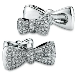 Jacob & Co. Bow Tie Cufflinks with Pave Set White Diamonds