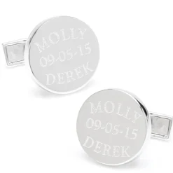 Ox and Bull Trading Co. Bride and Groom Wedding Date Engravable Round Cufflinks