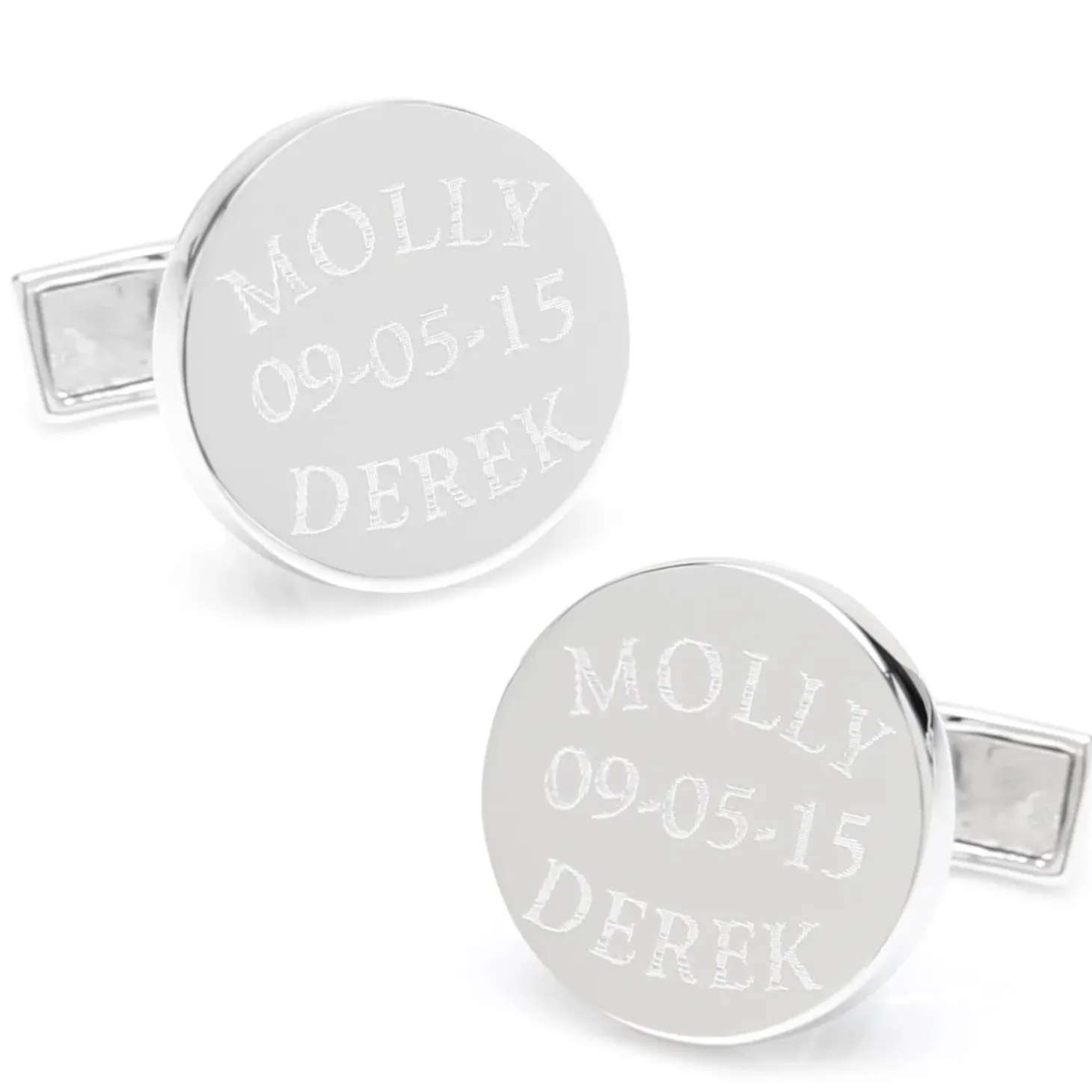 Ox and Bull Trading Co. Bride and Groom Wedding Date Engravable Round Cufflinks