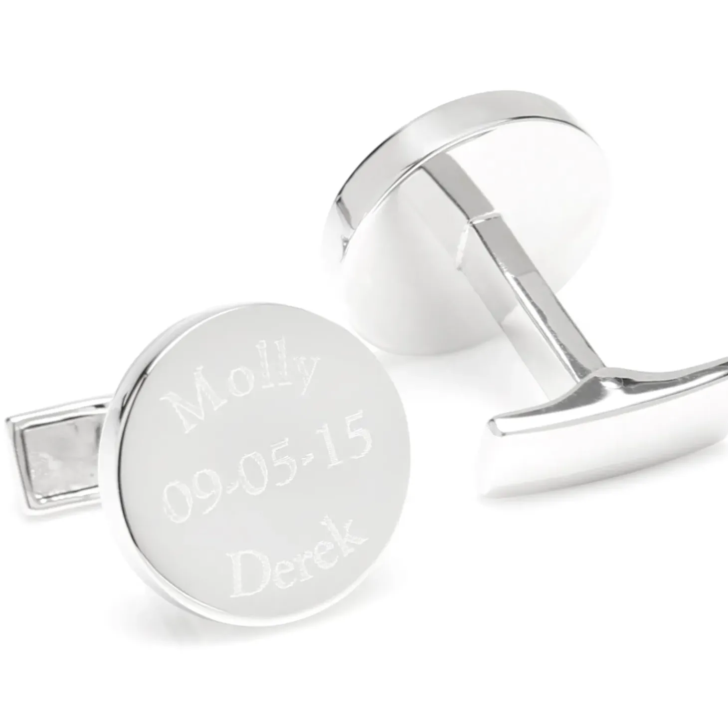 Ox and Bull Trading Co. Bride and Groom Wedding Date Engravable Round Cufflinks