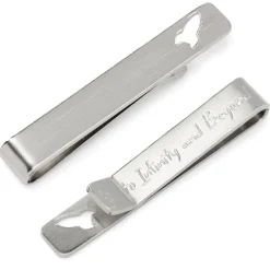 Disney Buzz Lightyear Cutout Hidden Message Silver Tie Bar