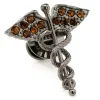 Ox and Bull Trading Co. Caduceus Pave Gunmetal Lapel Pin