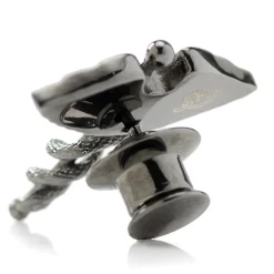 Ox and Bull Trading Co. Caduceus Pave Gunmetal Lapel Pin