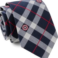 Marvel Captain America Blue Plaid Tie