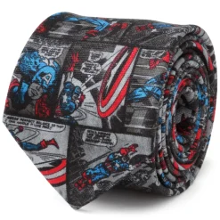 Marvel Captain America Comic Gray Men's Tie