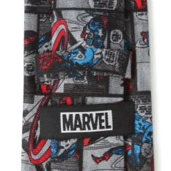 Marvel Captain America Comic Gray Men's Tie